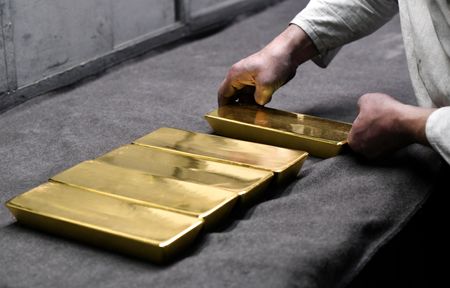 Gold eases as risk appetite improves, traders eye more Fed cues